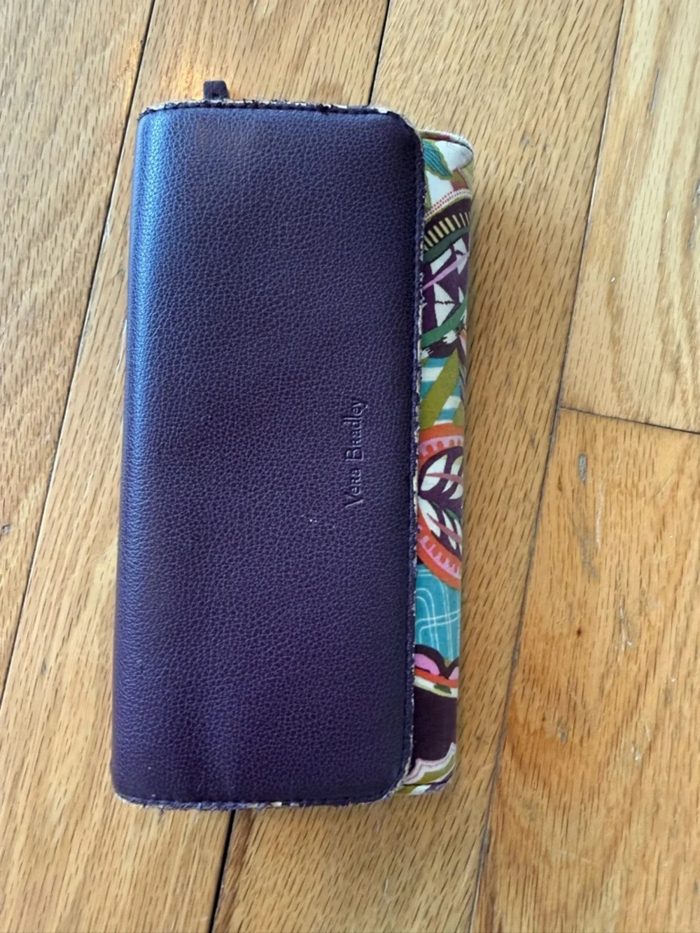 Vera Bradley Purple Paisley Zip-Around Wallet with Teal & Coral Accents - Picture 2 of 7